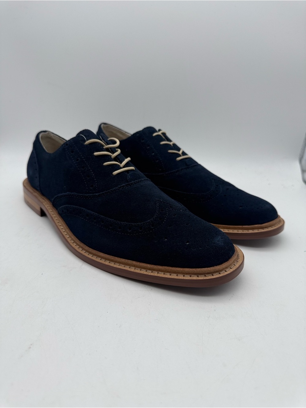 BRAND NEW Original Penguin Brogue Blue Suede Wingtips Men Sz 9.5